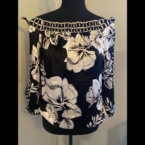 White House Black Market Off-Shoulder Floral Blouse